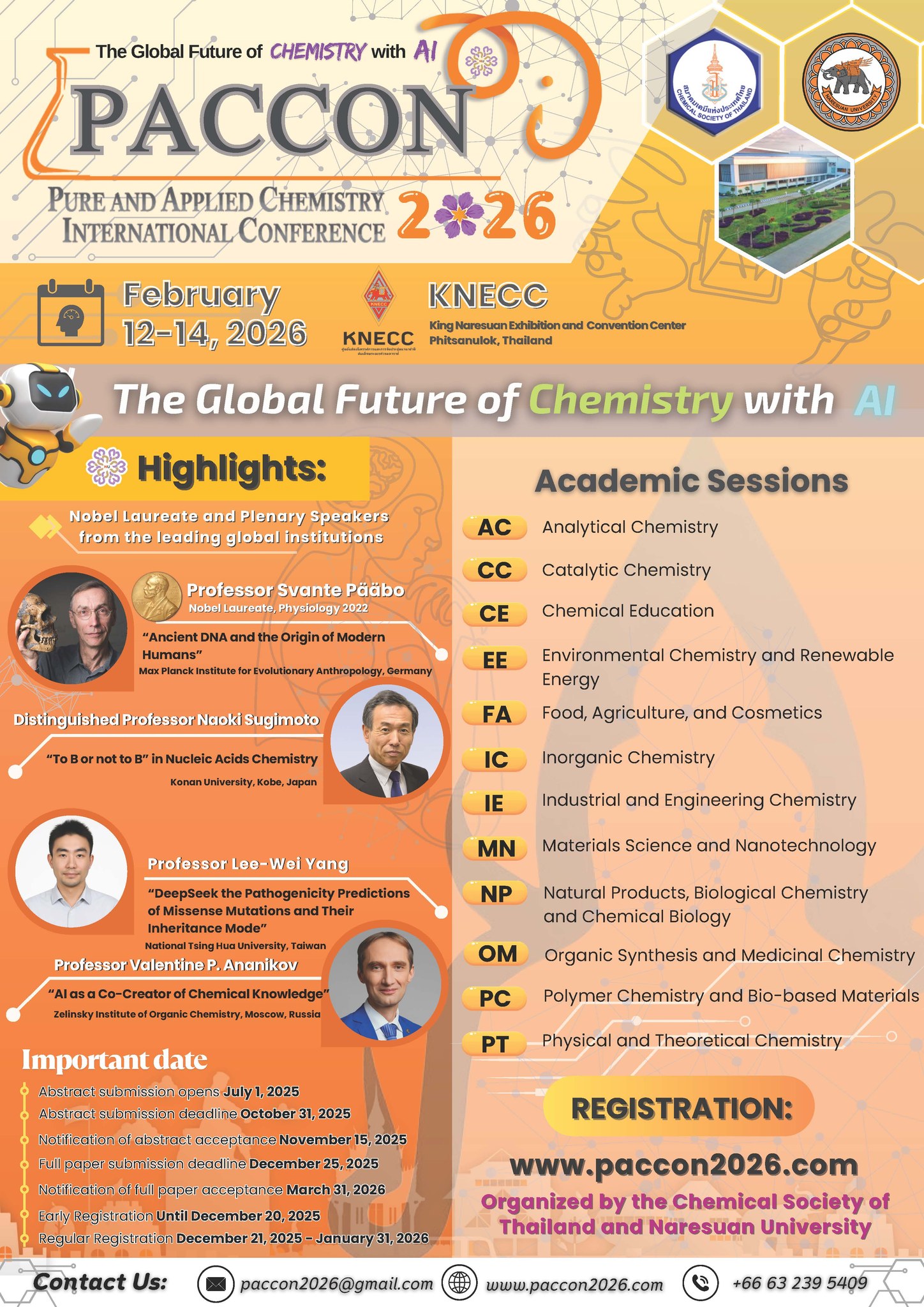 การประชุมวิชาการนานาชาติ Pure and Applied Chemistry International Conference 2026 (PACCON 2026)
